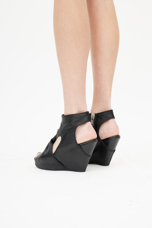 Rick Owens Black Criss Cross Wedge Heel