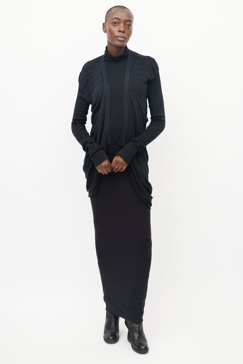 Rick Owens Black Knit Cutout Back Cardigan