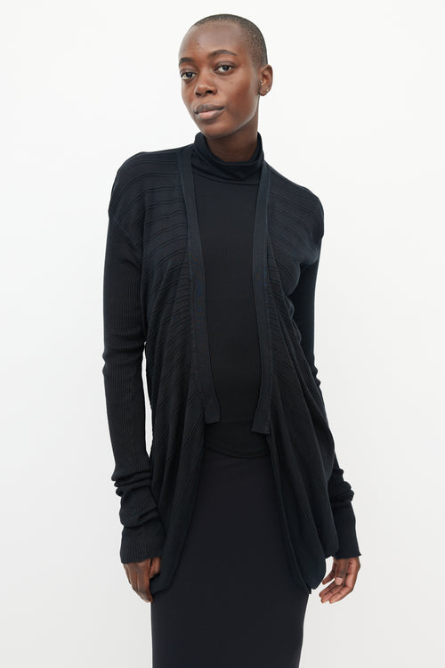 Rick Owens Black Knit Cutout Back Cardigan