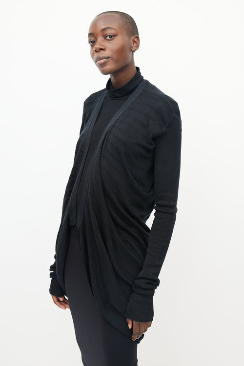 Rick Owens Black Knit Cutout Back Cardigan