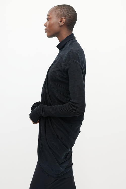 Rick Owens Black Knit Cutout Back Cardigan