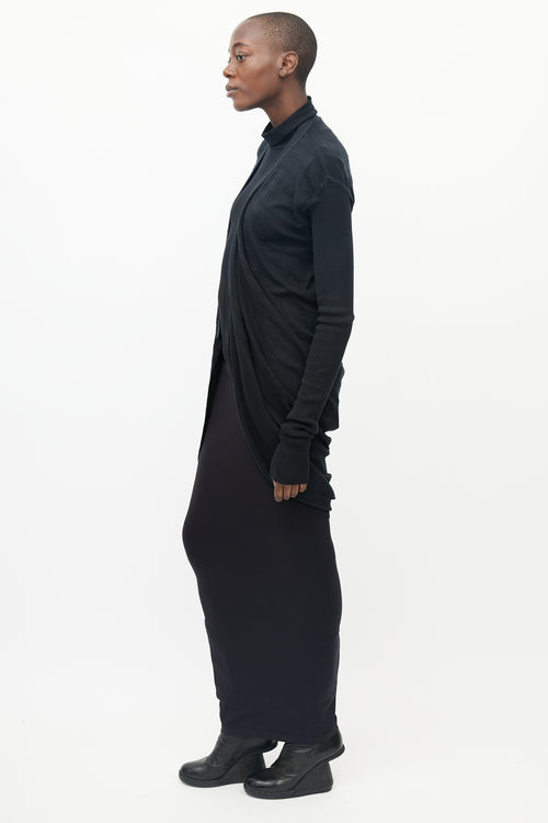 Rick Owens Black Knit Cutout Back Cardigan