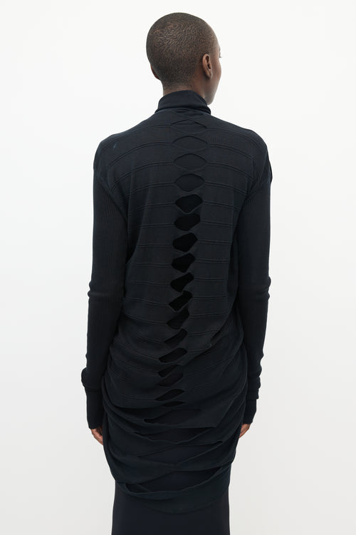 Rick Owens Black Knit Cutout Back Cardigan