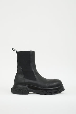 Rick Owens Black Leather Bozo Tractor Boot