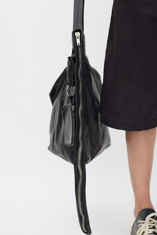 Rick Owens Black Leather Shoulder Bag