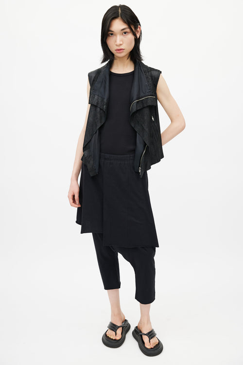 Rick Owens Black Leather Sleeveless Vest