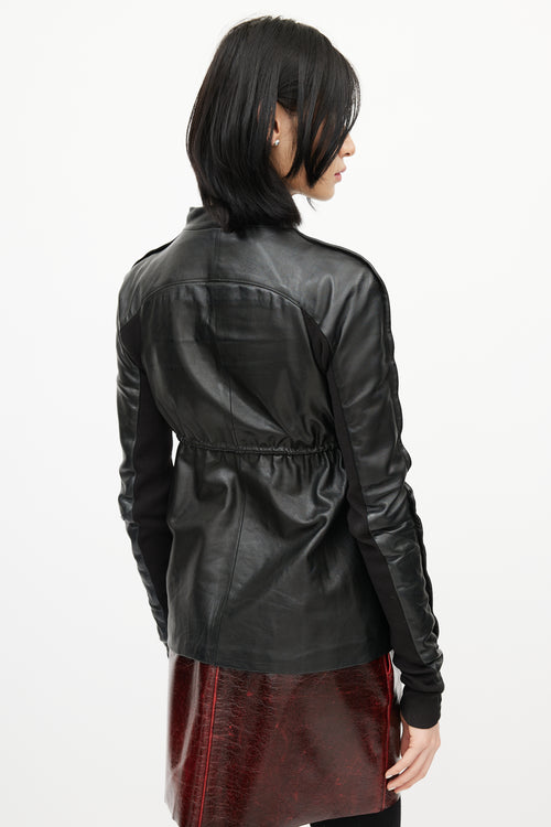 Rick Owens Black Leather Tie Jacket