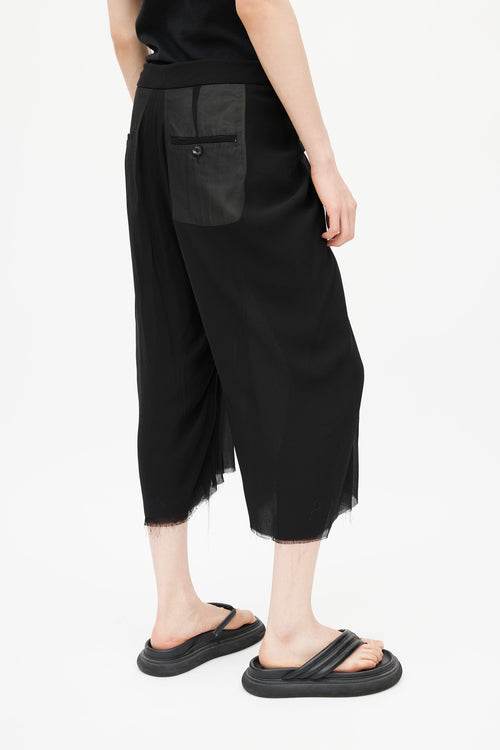 Rick Owens Black Pleated Cropped Silk Trouser