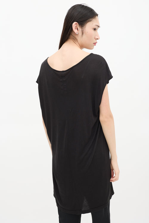 Rick Owens SS 2014 Black Scoop Neck Short Sleeve Top