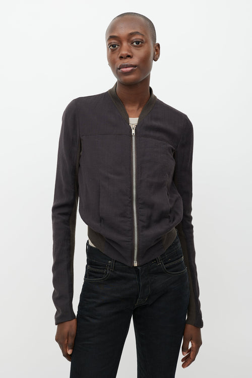 Rick Owens Black Wool Bomber Jacket