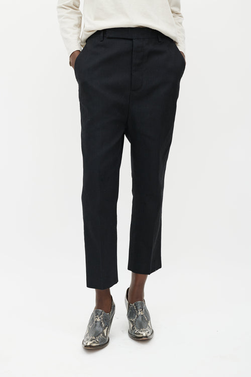 Rick Owens Black Woven Drop Seat Trouser