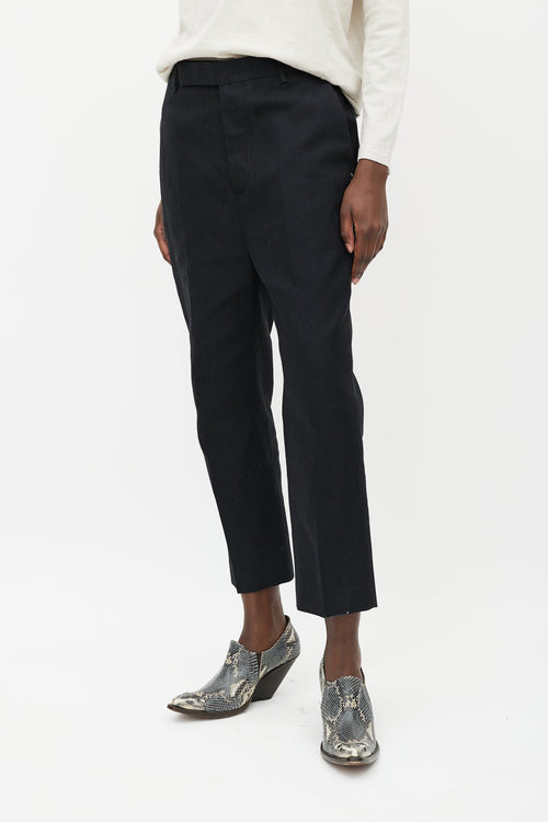 Rick Owens Black Woven Drop Seat Trouser