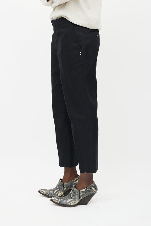 Rick Owens Black Woven Drop Seat Trouser