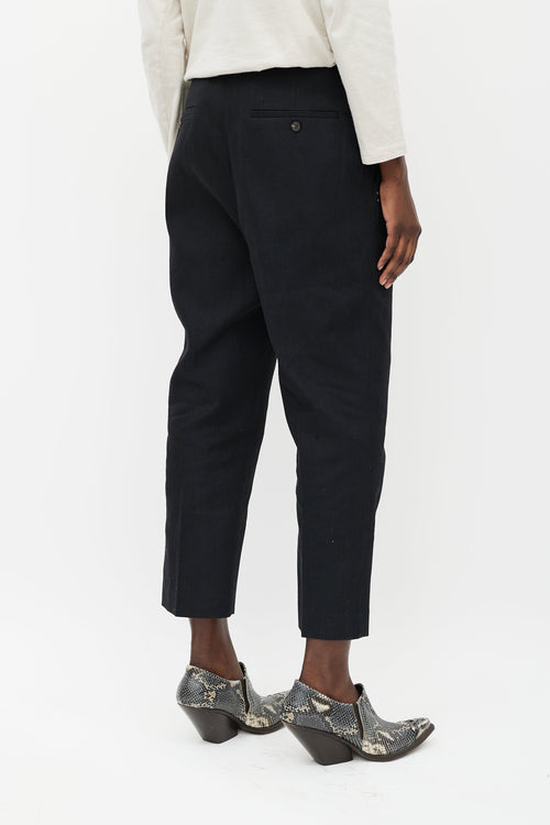 Rick Owens Black Woven Drop Seat Trouser