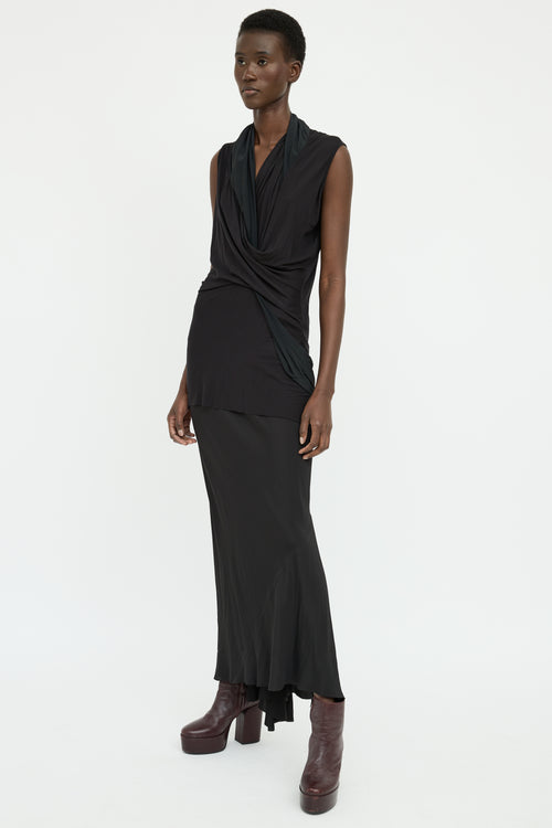 Rick Owens SS 2021 Black Maxi Waist Band Skirt