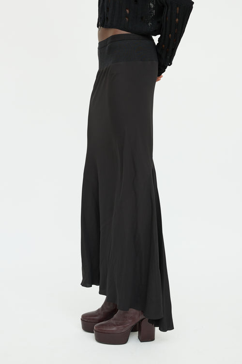 Rick Owens SS 2021 Black Maxi Waist Band Skirt