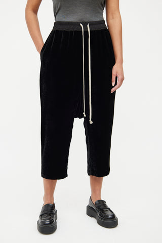 Rick Owens Black Velvet Joggers