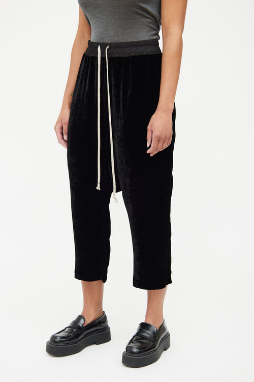 Rick Owens Black Velvet Joggers