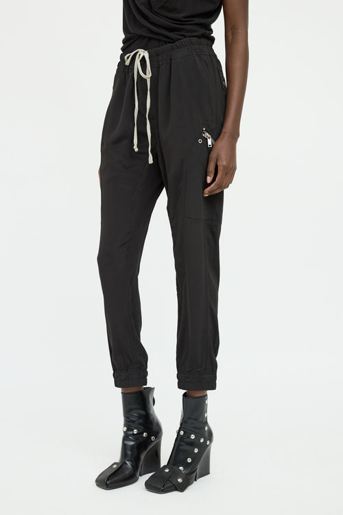 Rick Owens SS 2021 Black Zipper Jogger Pant