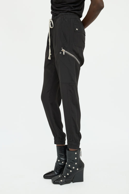 Rick Owens SS 2021 Black Zipper Jogger Pant