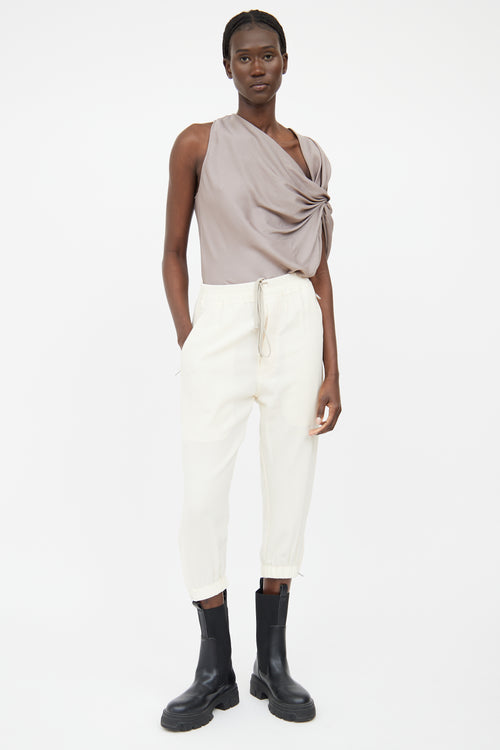 Rick Owens Cream Drawstring Pant