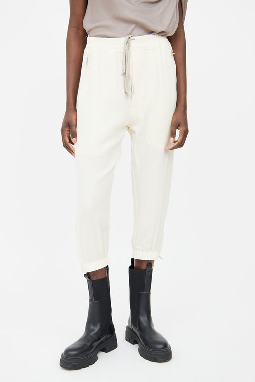 Rick Owens Cream Drawstring Pant