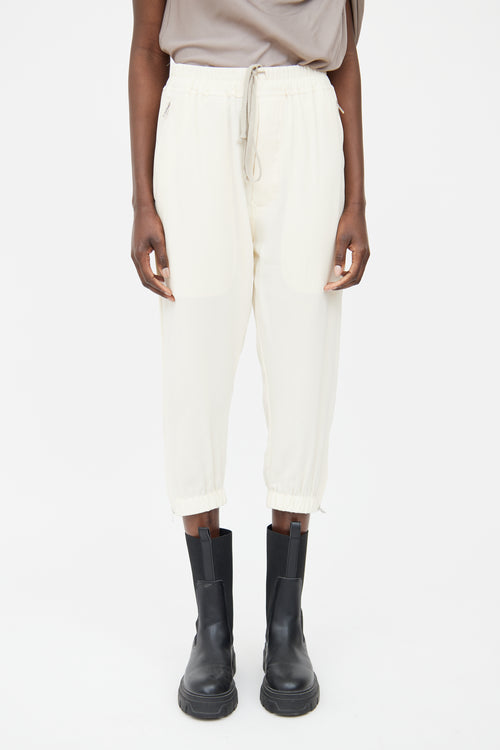 Rick Owens Cream Drawstring Pant