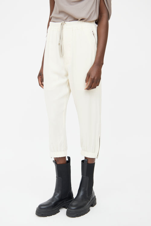 Rick Owens Cream Drawstring Pant