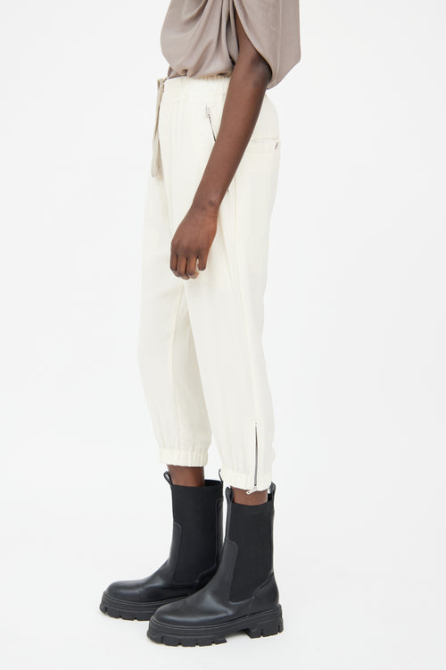 Rick Owens Cream Drawstring Pant