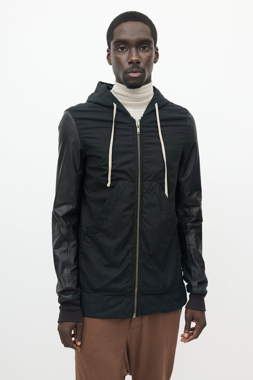 Rick Owens DRKSHDW Black Leather Sleeve Jacket