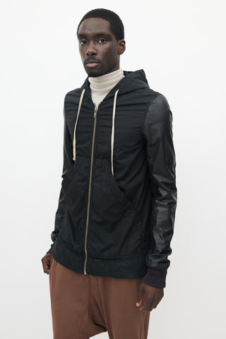 Rick Owens DRKSHDW Black Leather Sleeve Jacket