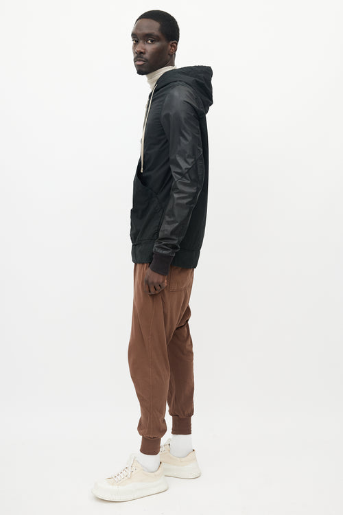 Rick Owens DRKSHDW Black Leather Sleeve Jacket