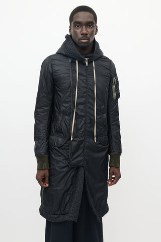 Rick Owens DRKSHDW Black Nylon Hooded Parka