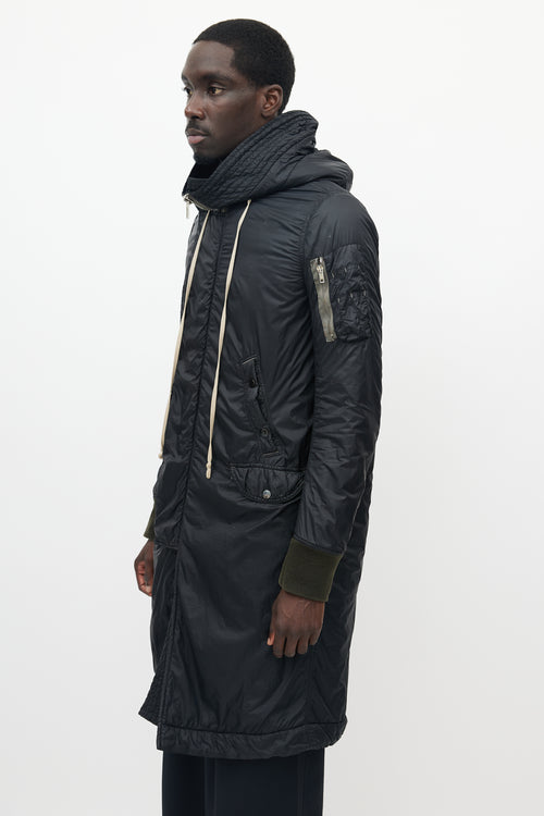 Rick Owens DRKSHDW Black Nylon Hooded Parka