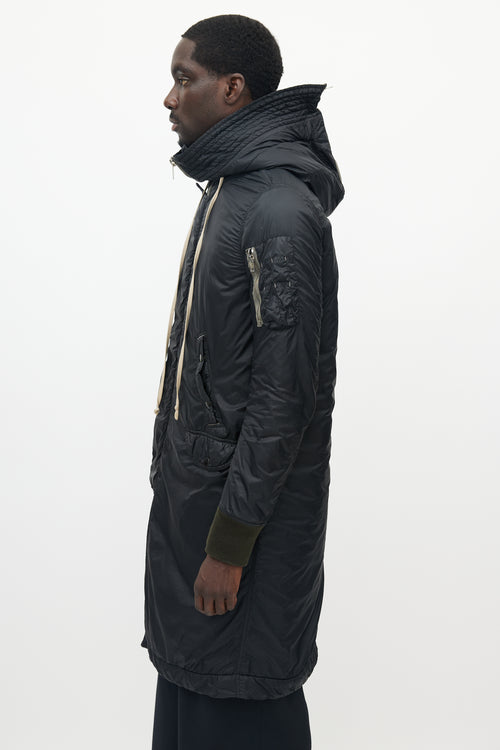 Rick Owens DRKSHDW Black Nylon Hooded Parka