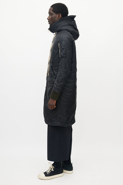 Rick Owens DRKSHDW Black Nylon Hooded Parka