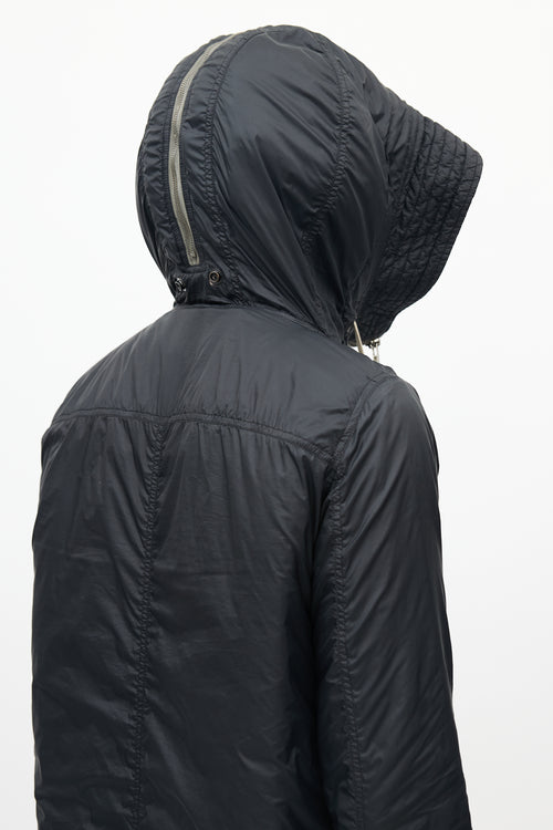 Rick Owens DRKSHDW Black Nylon Hooded Parka