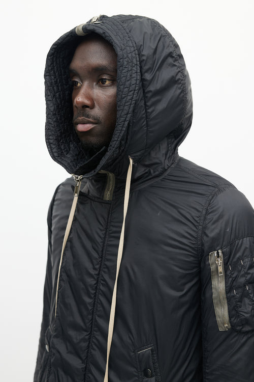 Rick Owens DRKSHDW Black Nylon Hooded Parka