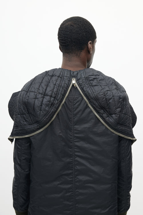 Rick Owens DRKSHDW Black Nylon Hooded Parka