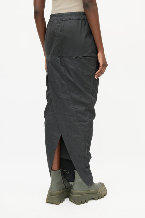 Rick Owens DRKSHDW Black Waxed Cotton Drawstring Skirt