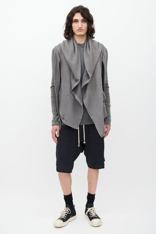 Rick Owens DRKSHDW Grey Draped Hoodie