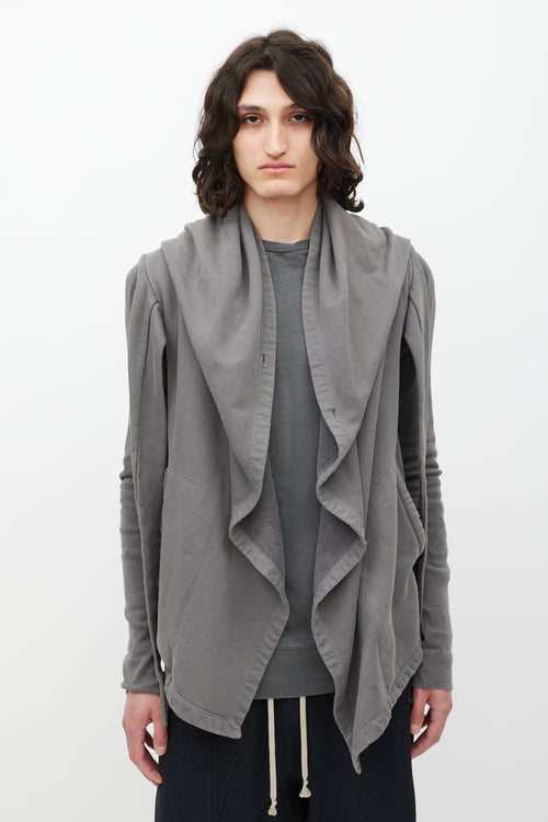 Rick Owens DRKSHDW Grey Draped Hoodie