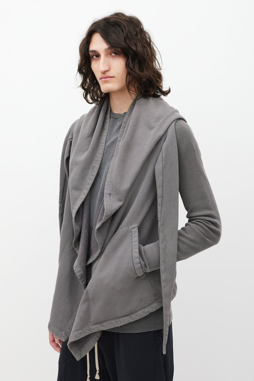 Rick Owens DRKSHDW Grey Draped Hoodie