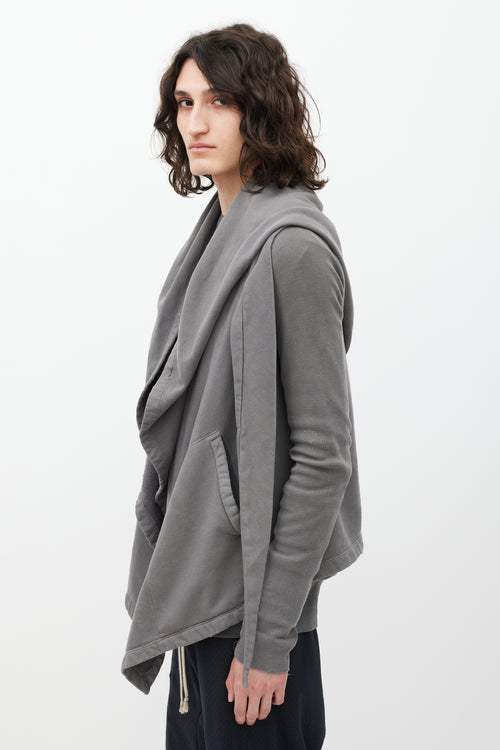 Rick Owens DRKSHDW Grey Draped Hoodie