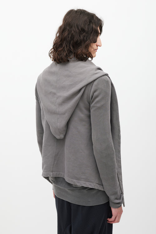 Rick Owens DRKSHDW Grey Draped Hoodie