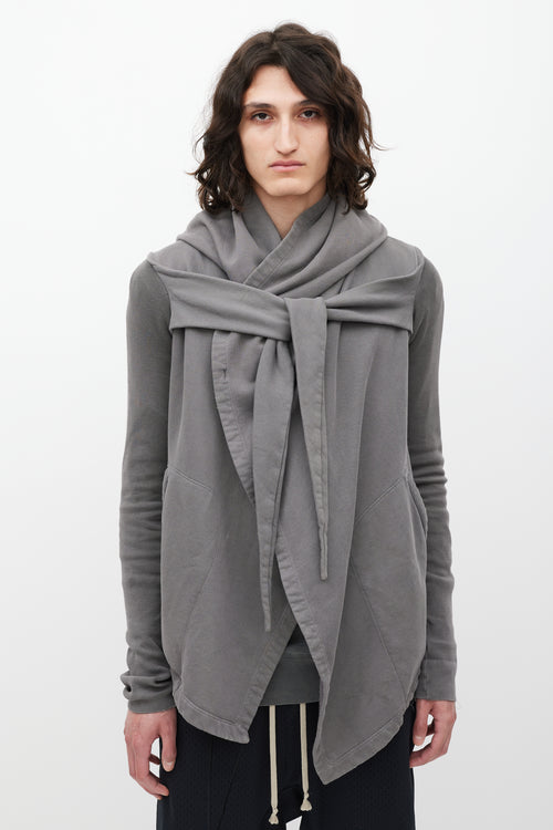 Rick Owens DRKSHDW Grey Draped Hoodie