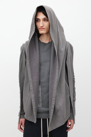 Rick Owens DRKSHDW Grey Draped Hoodie