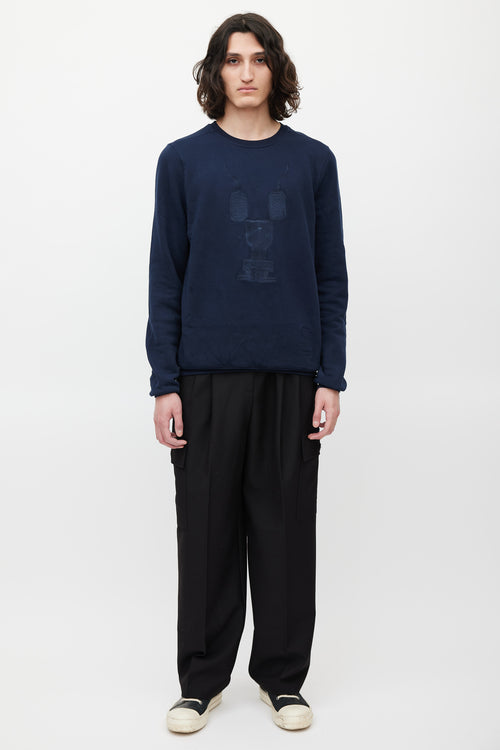 Rick Owens DRKSHDW Navy Embroidered Sweatshirt