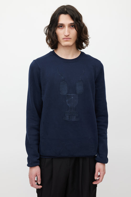 Rick Owens DRKSHDW Navy Embroidered Sweatshirt