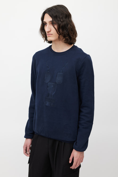 Rick Owens DRKSHDW Navy Embroidered Sweatshirt